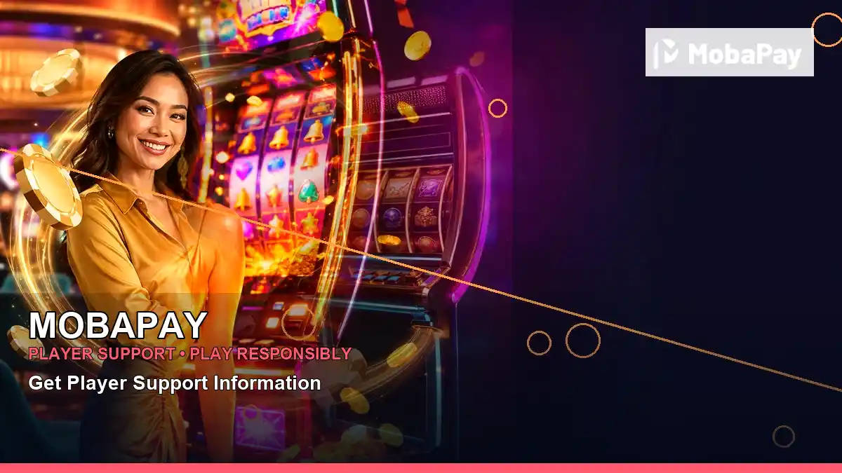 MOBAPAY adventure online slot games featuring an adult Filipina casino host with a left-framed composition
